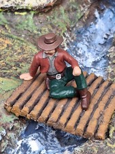 Elastolin 7cm Umbau, Sammlerbemalung Fusser Cowboy, sitzend Nr. 125