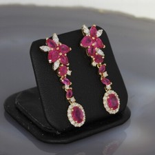 Wert 3760 € Brillant Rubin Ohrringe 750 18 Karat Gelb Gold xxyy