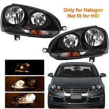 Black Headlights W/Bulbs Fits