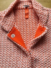 Street One Strickjacke Lang Kurzmantel Größe 42 Orange Beige Druckknöpfe Damen