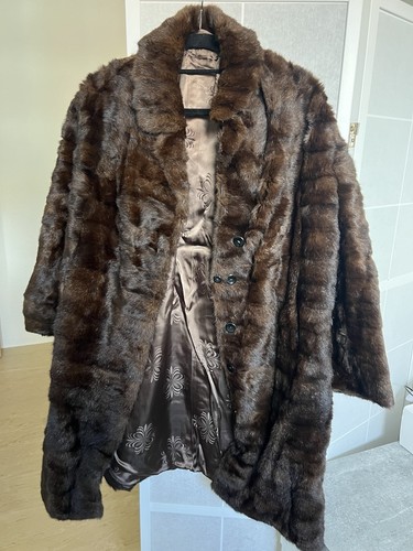 Pelz mantel damen braun - braun, (