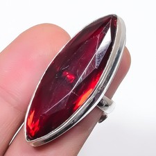 Mosambik Granat Marquise Form Edelstein Verstellbar Ring Unikat Schmuck FR 2035