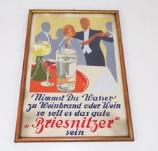 Reklame Bild Briesnitzer Mineralwasser Selter Handgemalt 1930er Bilderrahmen