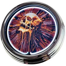 N-0423 Wanduhr Totenkopf Brown