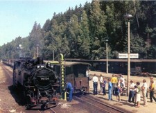 704E-Ansichtskarte Weißeritztalbahn Kipsdorf 99 734 Reichsbahn Schmalspur DDR