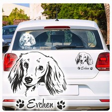 Dackel Name Teckel Autoaufkleber Dachshund Hund Langhaar Sticker A1624