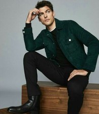 Herren Schafsleder Bestseller Dunkelgrüne Wildlederjacke Slim Fit Jacke