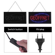LED Schild Geöffnet blau&rote 48x25 cm Leuchtreklame OFFEN Ladenschild Türschild