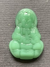 Guan Yin Buddha Jadeschnitzerei Jede Amulett China Tibet (201)