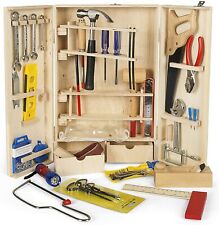 Deluxe Holz Werkzeug für Kinder - 50 -TLG - Kompakter Werkzeugkoffer mit Zubehör