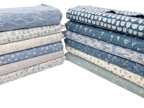 Treibholz blau baumwollstoff - blau,