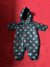 Gefütterter Regenoverall BPC Matschanzug Dunkelblau Mit Türkisen Sternen NEU