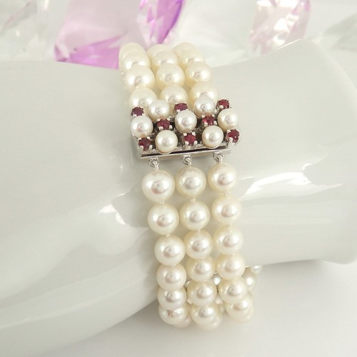 Dreireihiges perlenarmband - perlenarmband, 75