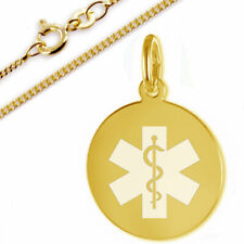 Notfall, SOS Anhänger , Äskulap, Echt Gold585(14Karat), Inkl. Kette & Gravur