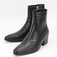 Men Side Zip Block Heels