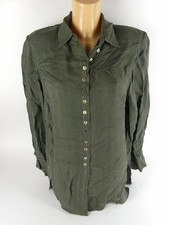 Verse VINTAGE Damen Bluse langarm Schulterpolster olivegrün Viskose 36 NEU (WM)