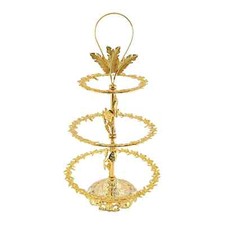 3 Ebenen vergoldetes Metall Kuchen, Schmuck Ständer Regal Tablett Tee Party, Hochzeit