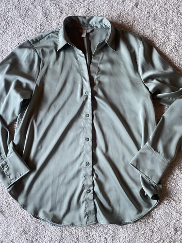 Bluse satin grün salbei m - grün,