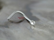 Nasenpiercing gebogener extrem dünner Stecker Kristall KLAR Stiftstärke 0,6mm