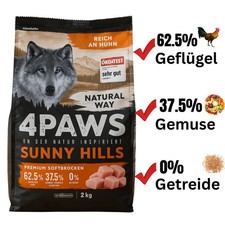 4x 2Kg 4 PAWS Hundetrockenfutter Huhn Vorratspack