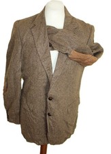 Tweed Sakko Herren Braun Wie Gr. 52 – Blazer mit Ellbogenpatches Klassiker Look