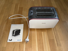 Philips Toaster HD2686 - weiß/rot/Edelstahl - große Toastkammern/Brötchenaufsatz