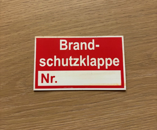 Schild brandschutzklappe - schild,
