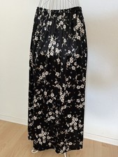 Rock Samt Blumen schwarz lang