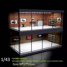 1/43 Diorama Auto Garage Modell LED Stadt Parkplatz Kulisse Szene Modell Display