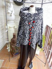 5396 schwarz grau weißer Pulli halsferner Rolli Wolle