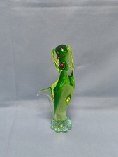 Vintage Uranglas Glasfigur Hund mit Schlappohren | Tschechisches Studioglas