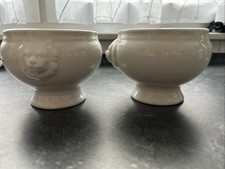 Löwenkopf Terrine Suppenschale Weiß Porzellan klein ca. 100ml 2Stück Keramik