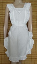 WEISSE LATZSCHÜRZE - DIENSTMÄDCHEN - SPITZE - COTTON - VINTAGE - GR. S - M