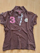 SANSIBAR Damen Poloshirt, Gr M, braun mit Stickerei