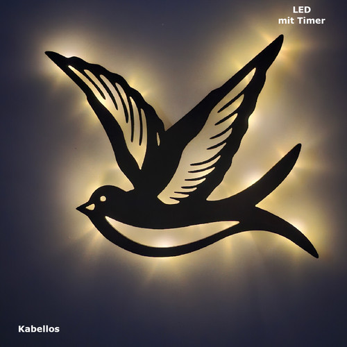 Led schwalben wandbild 35x34cm - schwalben,