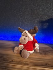 Stofftier/ Kuscheltier: Elch/ Rentier in Weihnachtskostüm 25cm