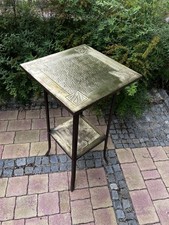 Jugendstil Beistelltisch Blumentisch mit arabesken Messing Elementen um 1900