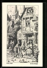 Künstler-AK Ludwig Richter: Fürs Haus, Frühling-In der Strasse 