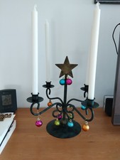 Adventskranz aus Metall , geschmückt, Dekoriert, neuwertiger Zustand, komplett