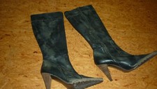 RAS Leder Stiefel zur Rock Leggings grau Nieten Gr.38 Vollleder NEU Hingucker