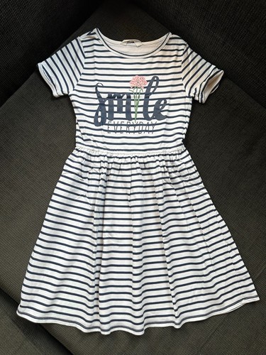 Mädchen kleid weiß blau - mädchen, weiß/blau