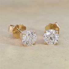 Brillant Diamant Ohrstecker Paar 750/- Gelbgold 18 Karat Gold 1,43 Karat G/VS