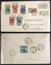 ITALIEN Griechenland Insel Rhodos 1932 General Garibaldi + Etikett auf Reg-Luftpostbrief 