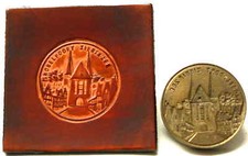 "NOBELPOORT ZIERIKZEE" STEMPEL Messing LEDER Prägen PRÄGEWERKZEUG Prägestempel  