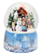Mega Schneekugel Schneemann bauen mit Schneelandschaft - mit Musikspieluhr