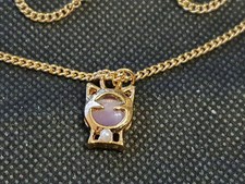 Katze Perle HALSKETTE ANHÄNGER Farbe Gold / Pink