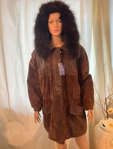 Leder parka mit kapuze 42 - leder, gr.42