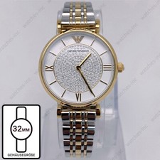 Neu Emporio Armani AR8031 Zweifarbiges Edelstahl Armband Quarz Analog Damenuhr
