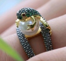 Ring Frosch mit Perle Größe 57/18mm 925 Punziert❗