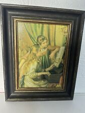 Kunstkarte Pierre Auguste Renoir Mädchen am Klavier Ölbild Bild Mit Rahmen 34x27